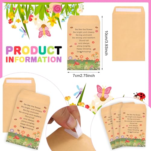 50 Sets Garden Flower Pots Crafts Kit Spring Planting Pot with Pots Trays Wildflower Seed Packets Seed Not Included Sticke...