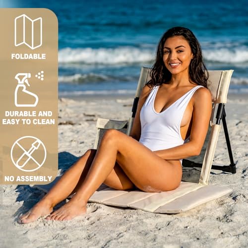 Novabright 1 Pcs Extra Large Foldable Pool Chair with Mesh Backrest Portable Camping Chairs Poolside Seat with Cup Holder ...