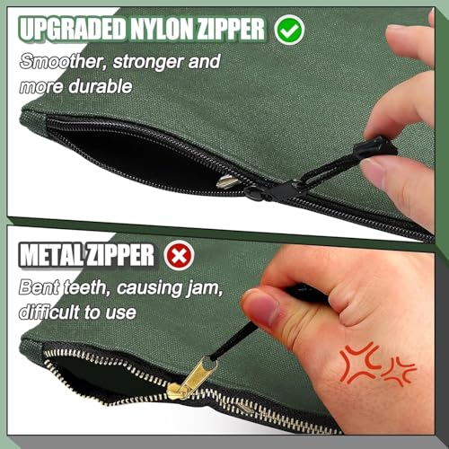 ANPHSIN 6 Pack Canvas Tool Bags Pouches - 11.2''x 7'' Heavy Duty Zipper Pouch Set, Multipurpose Small Tools Storage Organi...