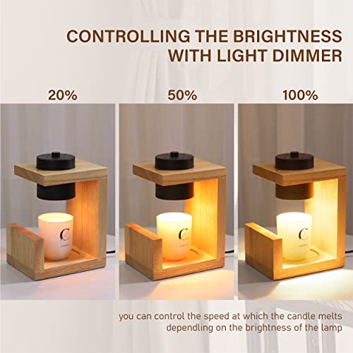 AIKUT Candle Warmer Lamp, with 2 Bulbs,Timer & Dimmer,Simple Natural Wood,Compatible Up to 4.5 inch Candles,for Home Scent...