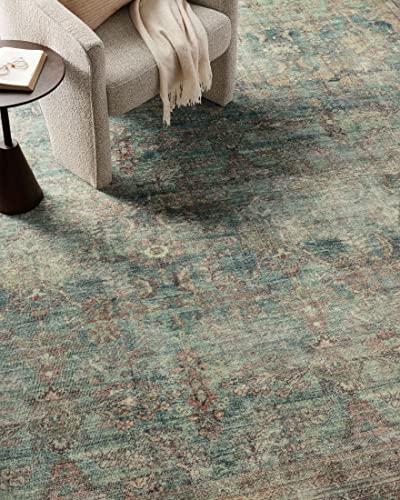 Loloi Magnolia Home by Joanna Gaines Banks Collection BAN-01 Ocean/Spice 2'-3" x 3'-9" .13" Pile Height, Machine Washable,...