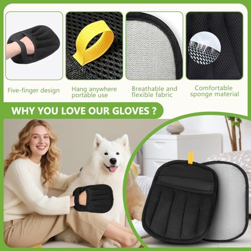 Bumilily Pet Hair Removal Glove for Cats and Dogs - Electrostatic Pet Hair Remover Glove, Reusable Brush Pet Hair Remover ...