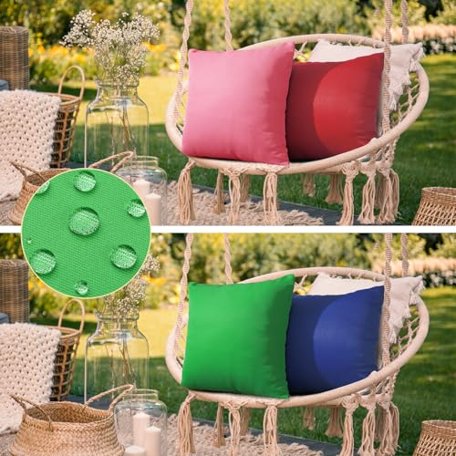 fauson Decorative Farmhouse Waterproof Pillow Covers, Solid Linen Pillowcase Cushion Covers for Patio Garden Balcony Couch...