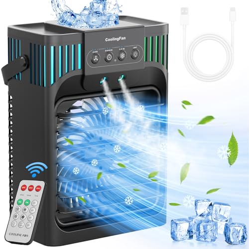 Serantzon Portable Air Conditioners, 4-in-1 Evaporative Air Cooler with Remote Control, Cooling Fan with 3 Modes, 3 Speeds...