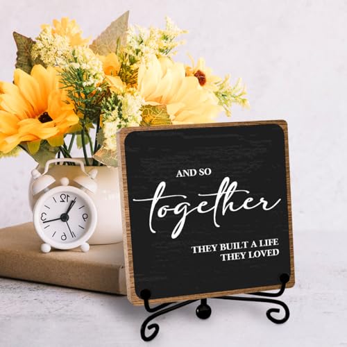 Home Wooden Decor Sign, Farmhouse Plaque with Stand, Warmth Housewarming Gifts for Women Men Family, Table Desk Cubicles A...
