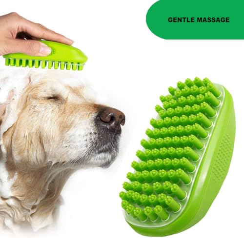 Metopets Rubber Curry Brush for Short Haired Dogs, Soft Curry Comb with Removable Screen, Silicone Pet Brush, Use Wet as B...