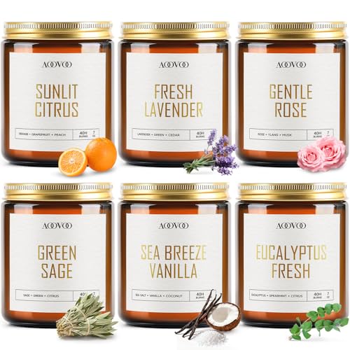 AOOVOO Candles Set - 6PC Scented Candles, Soy Candle, Aromatherapy Candle, Soy Wax Candle, Candle for Home Scented, Lavend...