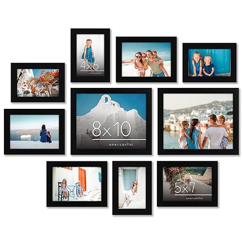 Americanflat Set of 10 Picture Frames with Shatter-Resistant Glass - Gallery Wall Frame Set with Two 8x10, Four 5x7 and Fo...