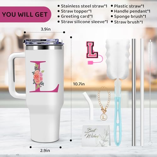AiHeart 40oz Initial Tumbler,Personalized Gift for Women,Sister,Wife,Best Friend,Monogrammed Gifts for Birthday, Christma...