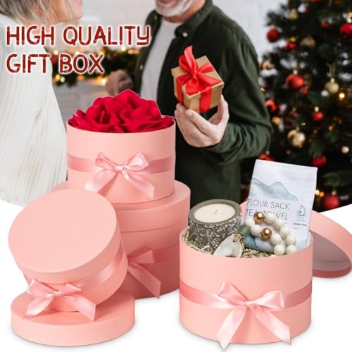 GnFlus Gift Boxes with Lids for Presents Set of 4 for Arrangements Flowers Wedding Birthday Valentines Bridesmaid Christma...