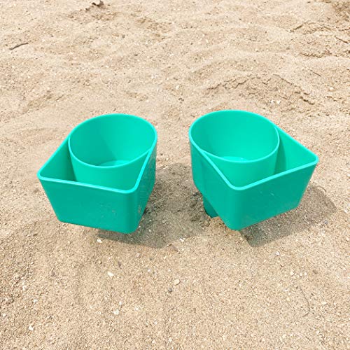 Home Queen Beach Cup Holder with Pocket, Multi-Functional Sand Cup Holder for Beverage Phone Sunglasses Key, Beach Accesso...