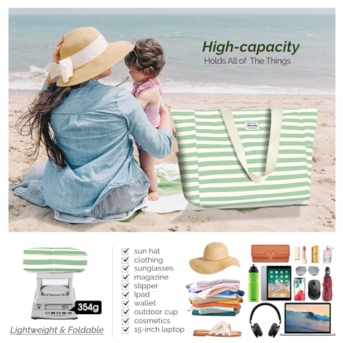 HOMESPON Large Waterproof Beach Bag for Women Sandproof Tote Bag Pool Bag with Zipper and Pockets for Travel Vacation Gym