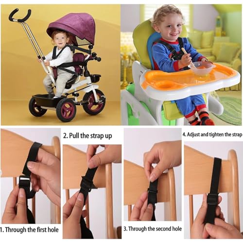 Universal 5 Point Adjustable Baby Seat Chest Harness for Child Seats, with Baby Shoulder Strap and Crotch Harness Pads for...