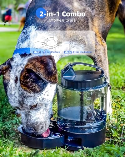 lesotc Dog Travel Water Bottle Portable with Pull-Out Drinking Bowl, 77oz Large Travel Water Bowl Dispenser for Dogs Campi...