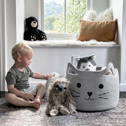 HiChen Large Woven Cotton Rope Storage Basket, Baby Laundry Basket Organizer for Towels, Blanket, Toys, Clothes, Gifts | P...