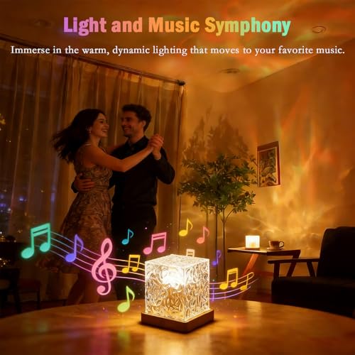 Mrauzlty Ocean Wave Projector Light with Bluetooth Speaker, 16 Colors LED Mood Lamp, Music Sync Night Light for Bedroom, P...