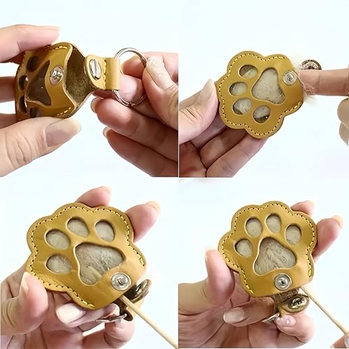 WDFXLWT 4 Pcs Dog Fur Storage Keychain, Unique Memorial Collection Key Chain, Cute Leather Paw Keychain Pet Hair Keepsake ...