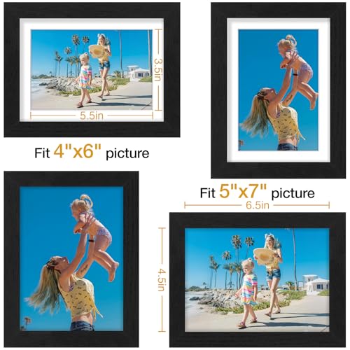 Vittanly 5x7 Picture Frames Set of 12, Display 4x6 Pictures with Mat or 5x7 without Mat, Engineered Wood with Shatter Resi...