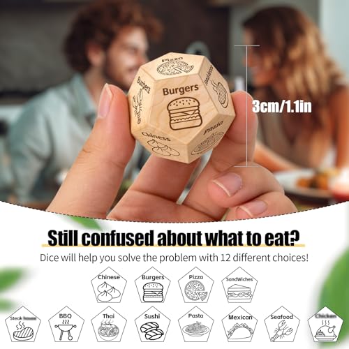 Food Dice Stocking Stuffers for Men Women Kids Adults Date Night Dice Couples Gifts for Him Her Anniversary Fathers Day Da...