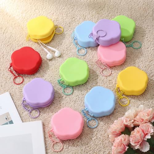 Sunnymove 24 Pack Flower Silicone Coin Purse Mini Zipper Pouch Bag, Small Change Wallet for Women Girls, Cute Party Favor ...