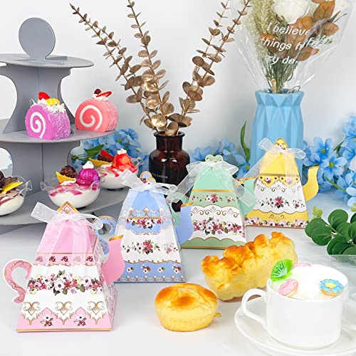 24Pcs Flower Tea Party Favor Gift Boxes Mini Teapot Candy Box Theme Tea Pot Party Decorations for Wedding Birthday Baby Sh...