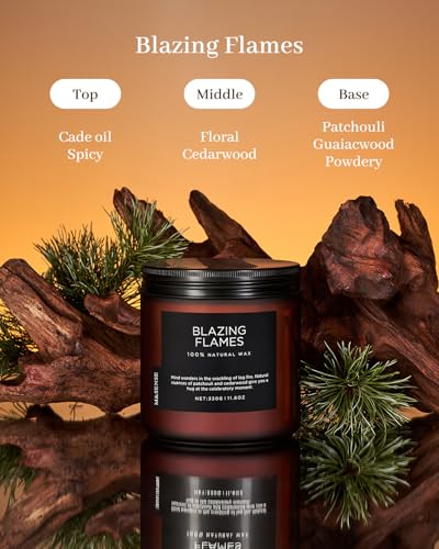 M&SENSE Blazing Flame Warm Winter Scented Candles, 11.6oz 70 Hours Long Lasting Candle for Home Decor Housewarming Gift, 2...
