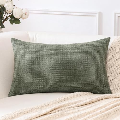 OTOSTAR Linen Throw Pillow Cover Set of 1 Decorative Lumbar Pillowcases Cushion Covers 16x24 Inch for Home Decor Sofa Bedr...
