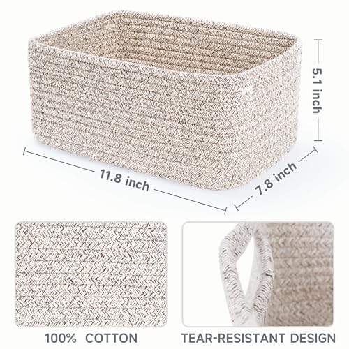 Maxuni 3-Pack Small Storage Baskets for Organizing | Woven Shelf Toy Basket | Rope Baskets for Gifts Empty | Closet Organi...
