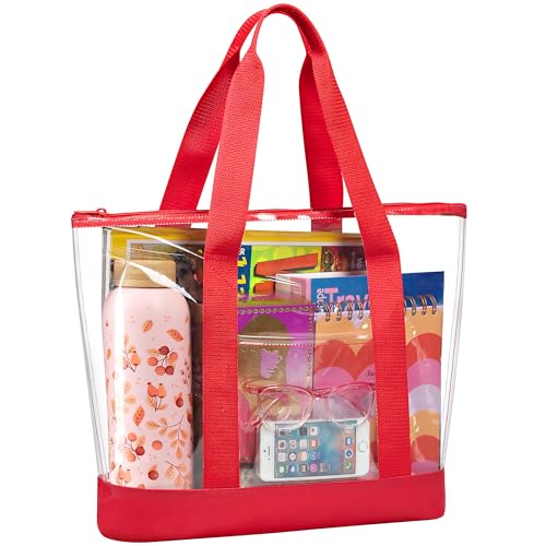 Handy Laundry Clear Tote Bag - Zipper Closure, Long Shoulder Strap, Fabric Trimming. | Zipper Closure, Long Shoulder Stra...