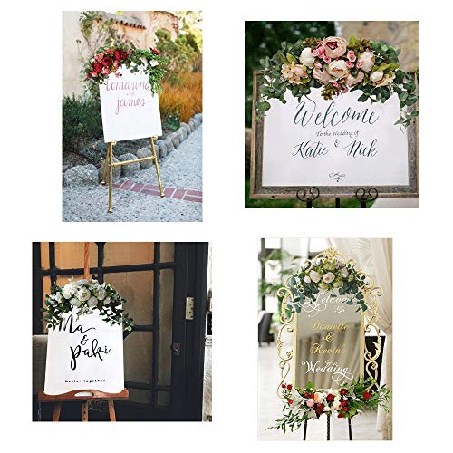 H&S BRIDAL Wedding Arch Flowers, 30 Inch Rustic Artificial Floral Swag for Door Lintel, Green Leaves Rose Peony Sunflowers...
