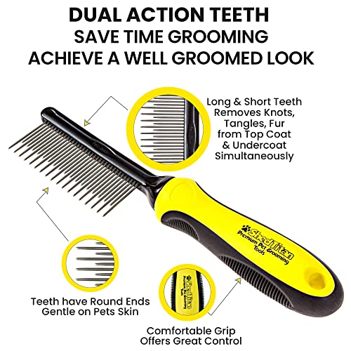 ShedTitan Doodle Brush Slicker for Dogs - Self Cleaning Dog Brush for Poodles, Goldendoodle Grooming Kit with Detangler Comb