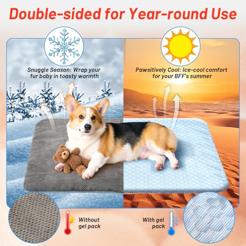 Self Warming Cat Bed Mat for Indoor Cat & Small Dogs, 26" x 17" Double-Sided Dog Warming Mat & Self Cooling Pet Pad, Refle...
