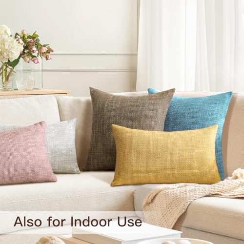 Artscope Outdoor Waterproof Throw Pillow Covers 12x20 Inch Decorative Linen Outdoor Pillows Cushion Case for Patio Couch S...