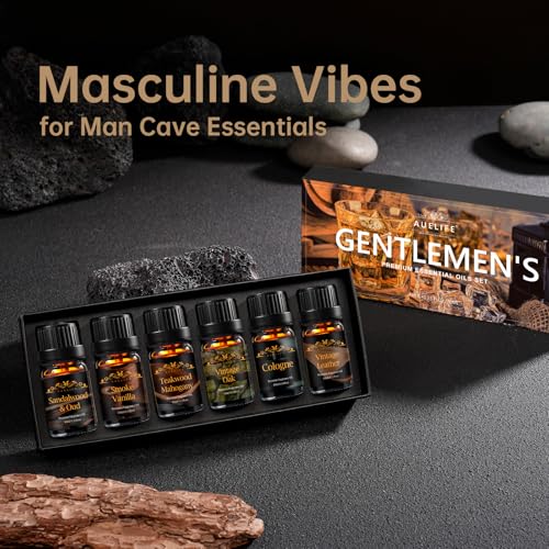 Men Essential Oils Set for Diffuser, Father's Day Gift for Men - 6x10ml Masculine Fragrance Oils for Candle Making, Scente...