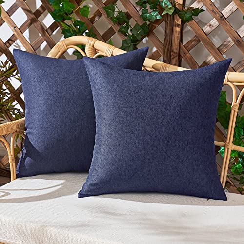 Woaboy Set of 2 Outdoor Waterproof Throw Pillow Covers Decorative Farmhouse Linen Pillowcases Solid Cushion Cases for Pati...