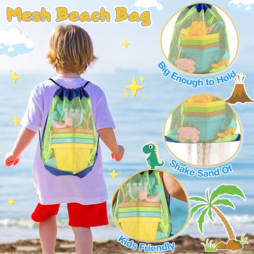 HUUIDY Beach Toys for Kids, Sand Toys with 4 Sand Buckets and Shovels for Kids, Sand Castle Building Kit with Mesh Bag & M...