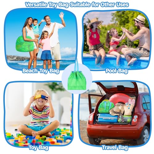 BrainyBees Extra Large Mesh Beach Toy Bag With Drawstring - Lightweight Tote for Sand Toys, Children's Storage Bag for Tra...