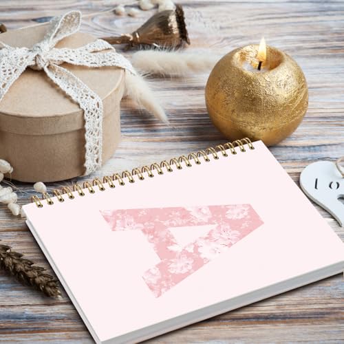 NaZaUK Pink Cute Personalized Notebook Journals for Women, Monogrammed Gifts for Women, Custom Initial Coquette Pink Flora...