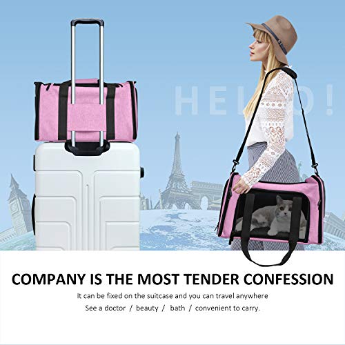 Henkelion Pet Carrier for Small Medium Cats Dogs Puppies up to 15 Lbs, TSA Airline Approved, Soft Sided, Collapsible Trave...
