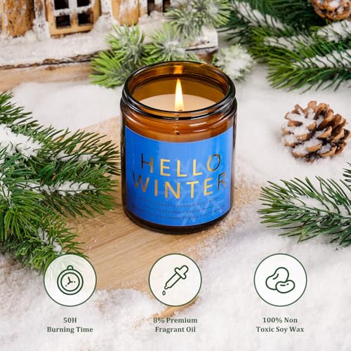 Winter Candle Gift Set, 4 Pack 7 oz Soy Scented Candles for Home, Christmas, Holiday & Birthday Gifts for Women & Men, Inc...