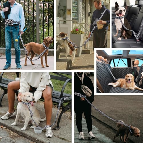 Roses&Poetry Hands Free Dog Leash with Zipper Pouch, 6-9ft Bungee Waist Leash for Medium Large Dogs Walking, Running Lead ...