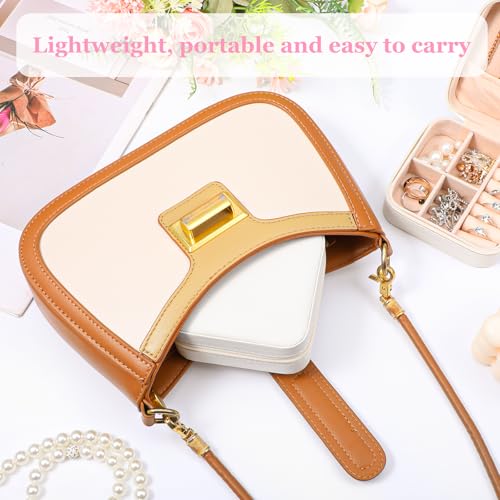 Meyeyaia 12pcs Mini Travel Jewelry Case,White Bridesmaids Proposal Small Jewelry Box Mini Jewelry Organizer,Small PU Leath...