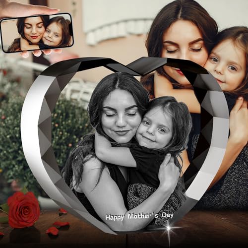 QPCBEBY 3D Crystal Photo, Mothers Day Personalized Gift for Mom, Women, Wife, Her, Him, Girlfriend, Grandma, Heart Glass E...