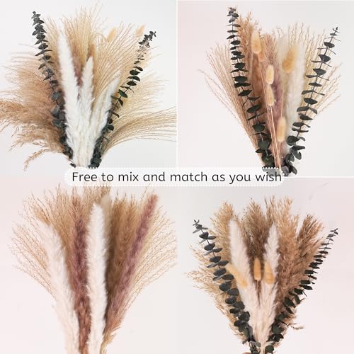 Pampas Grass Decor, Dried Flower Bouquet with Bunny Tail Grass, Pampas Grass & Eucalyptus, Boho Centerpieces for Tables & ...