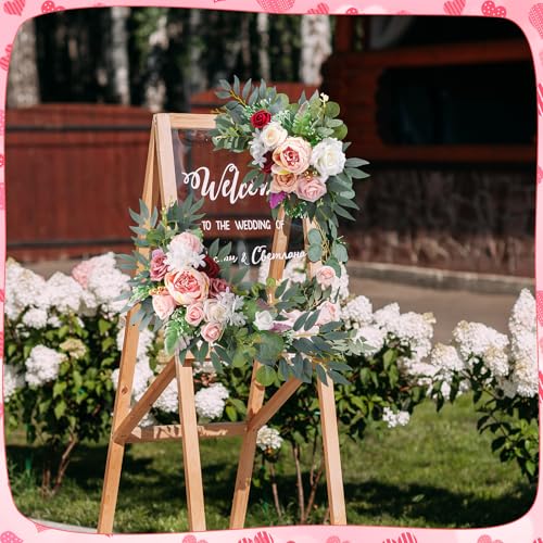 Ovveroche 2 Pcs Wedding Arch Decorations - Reusable Artificial Hanging Flowers Floral Swag Greenery Garland for Wedding We...