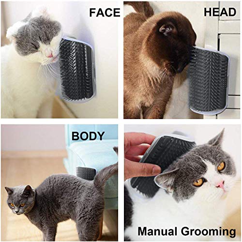 3.0 Softer Cat Self Groomer with Catnip, Dog Cat Corner Groomer,Wall Corner Scratcher Comb,Grooming Massage Brush, Perfect...