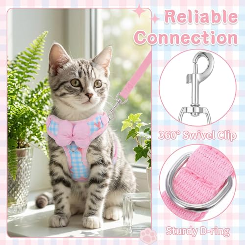 Susade Cat Harness and Leash Set for Walking Escape Proof Adjustable Kitten Harness Soft Comfortable Vest with Bow for Kit...