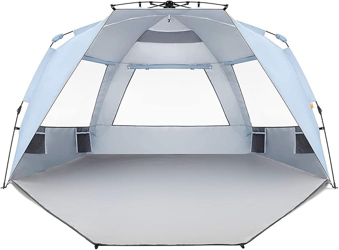 Easthills Outdoors Instant Shader Enhanced Deluxe XL Beach Tent Easy Setup 4-6 Person Popup Sun Shelter 99" Wide for Famil...