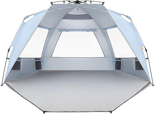 Easthills Outdoors Instant Shader Enhanced Deluxe XL Beach Tent Easy Setup 4-6 Person Popup Sun Shelter 99" Wide for Famil...