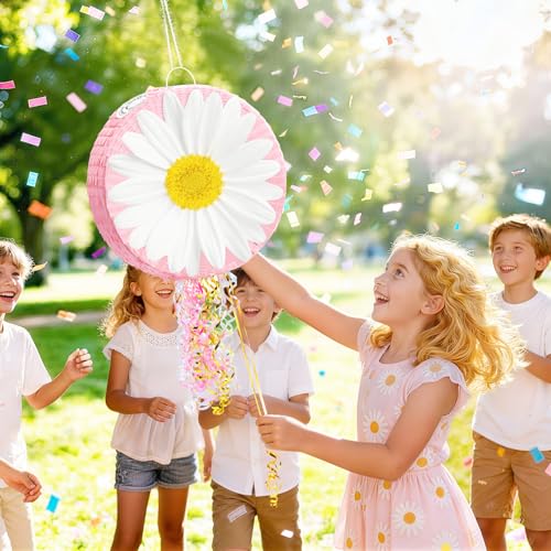 WERNNSAI Daisy Flower Piñata - Daisy Party Game Pink Flower Piñata for Girls Birthday Party Decorations Spring Party Favor...